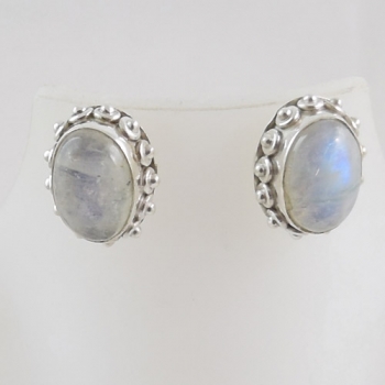 925 sterling silver rainbow moonstone ear-studs jewelry